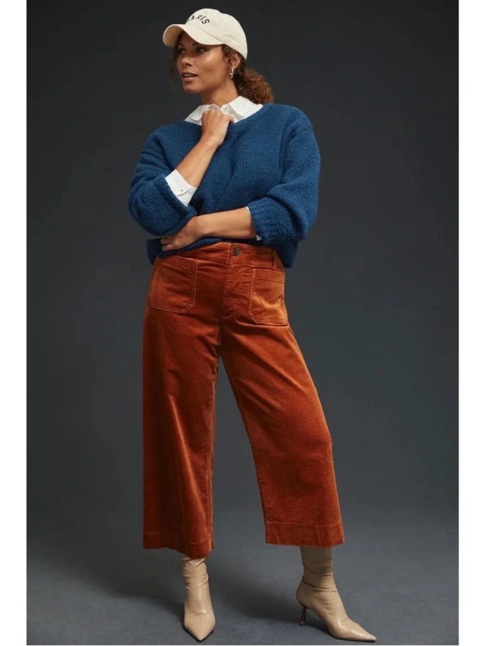 Nwot Maeve Anthropologie The Colette Corduroy Crop Pants Bronze Wide Leg Boho